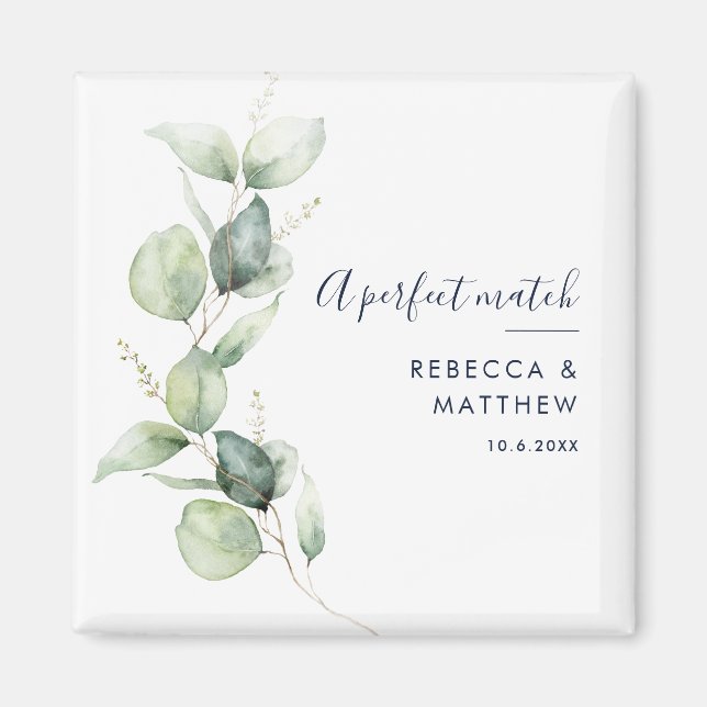 Imã Casamento com Letra de Eucalipto em Aquarela Moder (Frente)