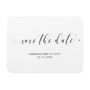 Ímã Casamento Coração Bonito de Script Elegante Salve 