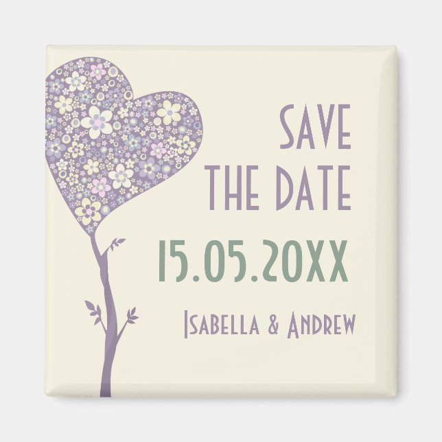 Imã Casamento da Árvore de Amor Salve a Data (Frente)