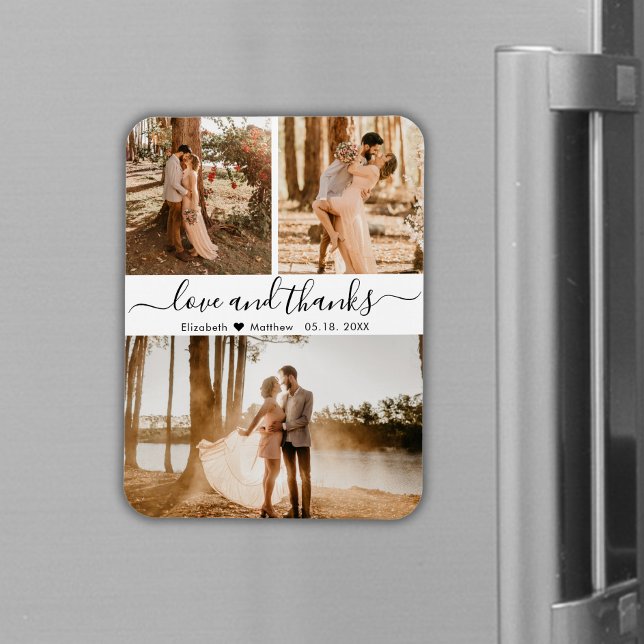 Ímã Casamento Da Colagem De Fotos Do Elegante Script 3 (Criador carregado)