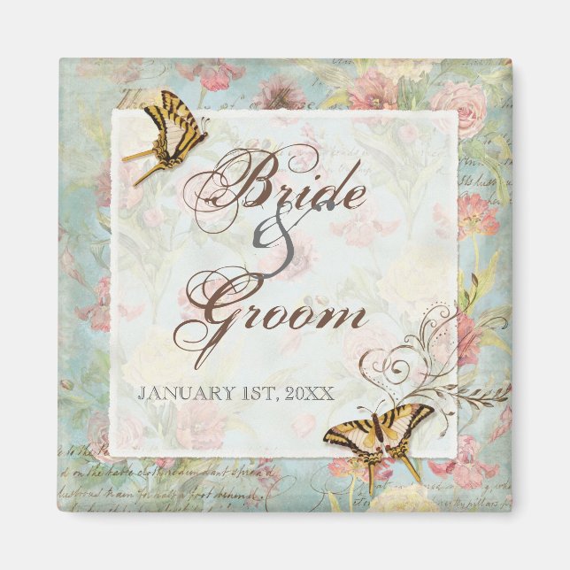 Imã Casamento das Flores Florais Les Fleurs Peony Rosa (Frente)