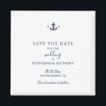 Imã Casamento de Âncora Azul Marinho Náutico Monograma<br><div class="desc">Faça seu grande dia inesquecível com esta Imã salve a data de Âncora Azul do Marinho Náutico Monograma. Com um fundo branco minimalista, texto azul marinho e um monograma de âncora de eterno com as iniciais do casal, este ímã combina estilo litorâneo limpo com funcionalidade diária. Perfeito para casamentos de...</div>