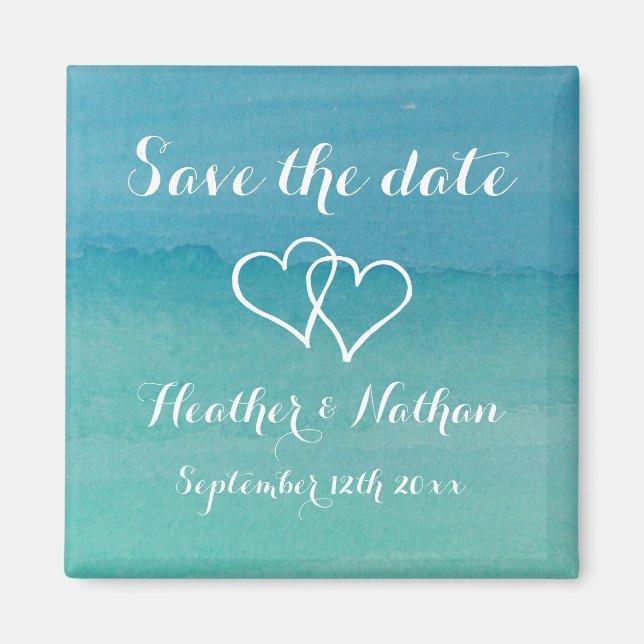 Imã Casamento de aqua azul-aquarela salva ímanes de da (Frente)