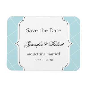 Ímã Casamento de Aqua Blue Diamond Scallop Salve a Dat