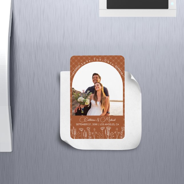 Ímã Casamento de Arca Boêmia de Flor Selvagem Queimada (Criador carregado)