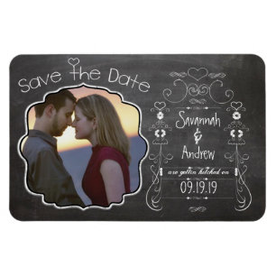 Ímã Casamento de Arte Chalkboard Salvar a Data