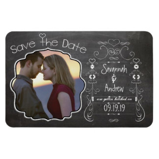 Ímã Casamento de Arte Chalkboard Salvar a Data