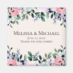 Imã Casamento de Borda Floral com Cor de Água Rosa e