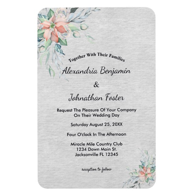 Ímã Casamento de Buquê das Flores Rosa Elegante (Vertical)