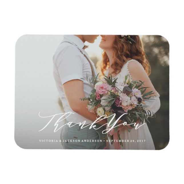 Ímã Casamento De Caligrafia, Obrigado Foto Magnet (Horizontal)