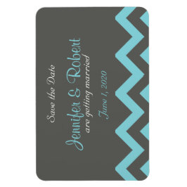 Ímã Casamento de Charcarvão e Aqua Chevron Salvar a Da