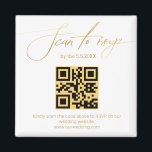 Imã casamento de código rsvp qr de letra de ouro elega<br><div class="desc">escrita manual moderna minimalista do ouro rsvp qr code imã de casamento</div>