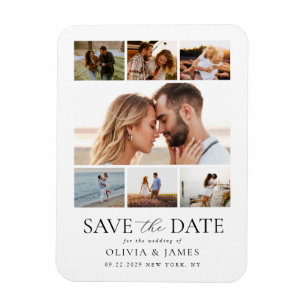 Ímã Casamento de Colagem de Fotos Moderna Simples Salv