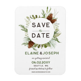 Ímã Casamento de Conífer Rustic Pine cone Salve a Data