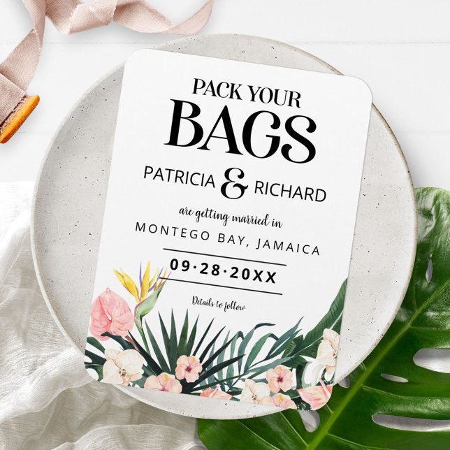 Ímã Casamento De Destino Tropical Salvar A Data (Criador carregado)