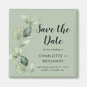 Imã Casamento de Eucalipto Save the Date