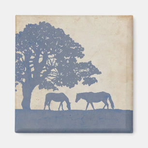 Imã Casamento de Fazendas de Cavalo Azul e Vintage