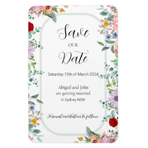 Ímã Casamento de flor selvagem Salvar a data