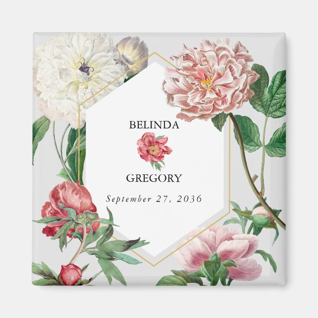 Imã Casamento de Flores Brancas Cor-de-Água Rosa (Frente)