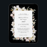 Ímã Casamento De Flores De Névoa, Blush, Black Waterco<br><div class="desc">Flores de Creme e Blush Watercolor Casadas no escuro</div>