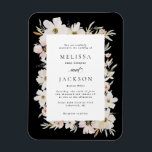 Ímã Casamento De Flores De Névoa, Blush, Black Waterco<br><div class="desc">Flores de Creme e Blush Watercolor Casadas no escuro</div>