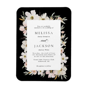 Ímã Casamento De Flores De Névoa, Blush, Black Waterco
