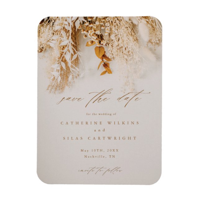 Ímã Casamento de Flores de Outono Boho Salve a Data (Vertical)