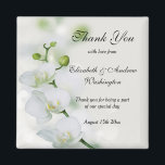 Imã Casamento de Flores Orquídeas<br><div class="desc">Belo casamento romântico e floral Obrigado Magnet com uma imagem impressa de flores de orquídeas brancas em uma cinza bonito/fundo branco. Bonito classe e sofisticada design para Casamentos. Todo texto é totalmente personalizável para atender às suas necessidades. Se você quiser ajudar a personalizar, ou quiser fazer a correspondência de produtos,...</div>