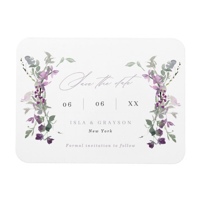 Ímã Casamento de Flores Selvagens do Elegante Lilac Sa (Horizontal)