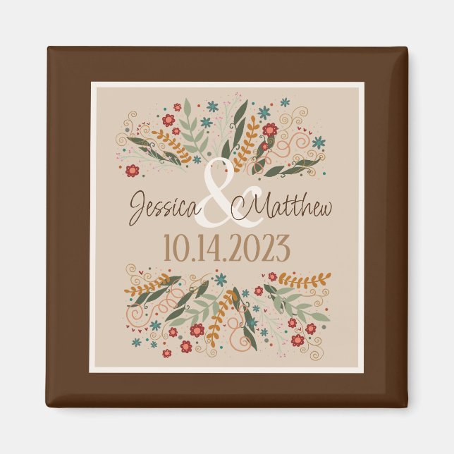 Imã Casamento de Flores Silvestres Moderno Elegante In (Frente)