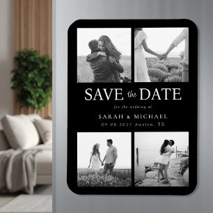 Ímã Casamento de Foto Branco e Preto Moderno Salve a D