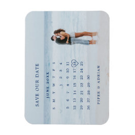 Ímã Casamento de Foto de Calendário Simples Salvar a D