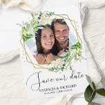 Ímã Casamento de Foto Elegante Greenery Salve a Data<br><div class="desc">Casamento de Foto em Verde Elegante Salve o ímã de Data</div>
