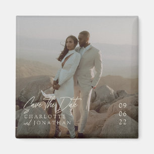 Imã Casamento de Foto Elegante Moderno Salva A Data