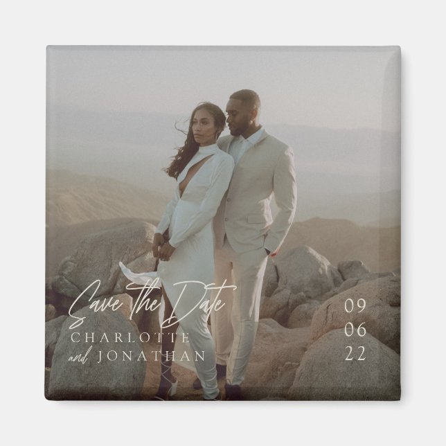 Imã Casamento de Foto Elegante Moderno Salva A Data (Frente)