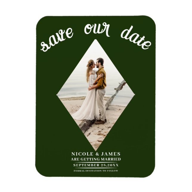 Ímã Casamento de Foto em Diamante Verde Emerald Salve  (Vertical)