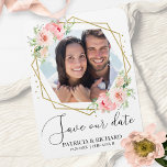 Ímã Casamento de Foto Floral do Elegante Blush Salve a<br><div class="desc">Casamento de Foto Floral do Elegante Blush Salve o ímã de Data</div>
