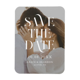 Ímã Casamento de Foto Mínimo Moderno Salve a Data