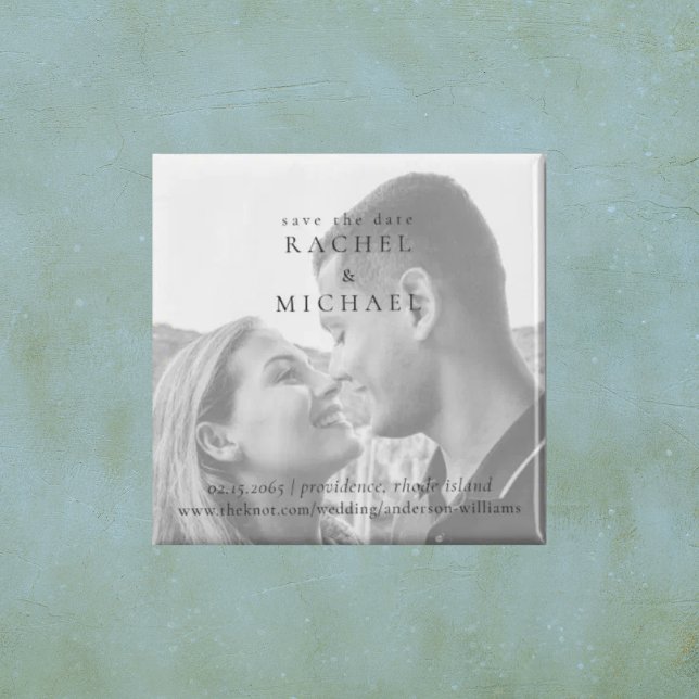 Imã Casamento de Foto Preto e Branco Salvar a Data (Criador carregado)