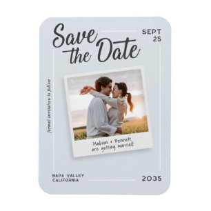 Ímã Casamento de Foto Retro Salvar Data de Script Mode