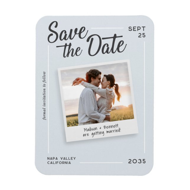 Ímã Casamento de Foto Retro Salvar Data de Script Mode (Vertical)