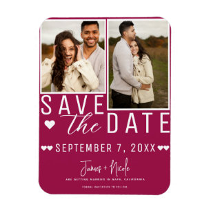 Ímã Casamento de Foto Save the Date 2 de Framboesa Mod