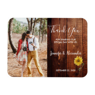 Ímã Casamento de fotografias de girassol de madeira ru