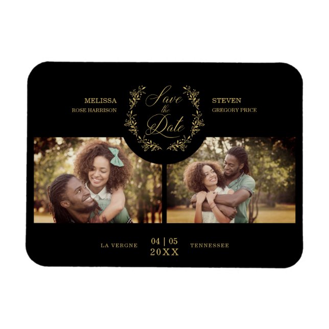 Ímã Casamento de Fotografias Personalizadas Elegante 2 (Horizontal)