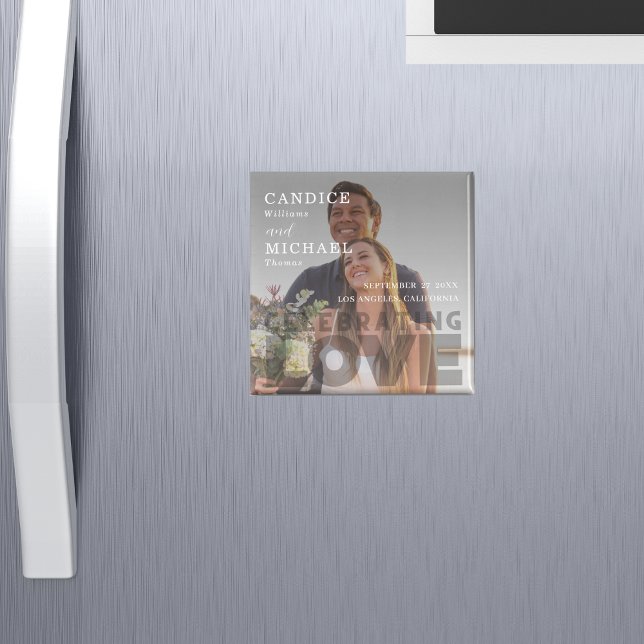 Imã Casamento De Fotos Brancas E Negras Modernas Elega (Criador carregado)