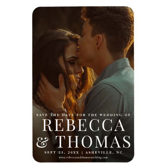 Ímã Casamento de fotos com retrato moderno salve a dat (Vertical)