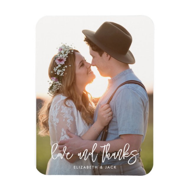 Ímã Casamento de Fotos e Obrigados de Script Elegante (Vertical)