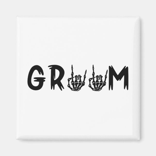 Imã Casamento de Halloween Noiva Groom Skeleton até a  (Frente)