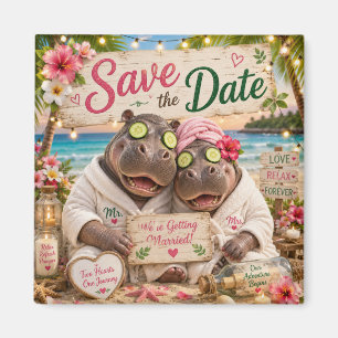 Imã Casamento de Hipopótamos Spa Tropical Save the Dat