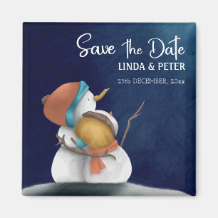 Imã Casamento de Inverno de Casal de Boneco de Neve Sa